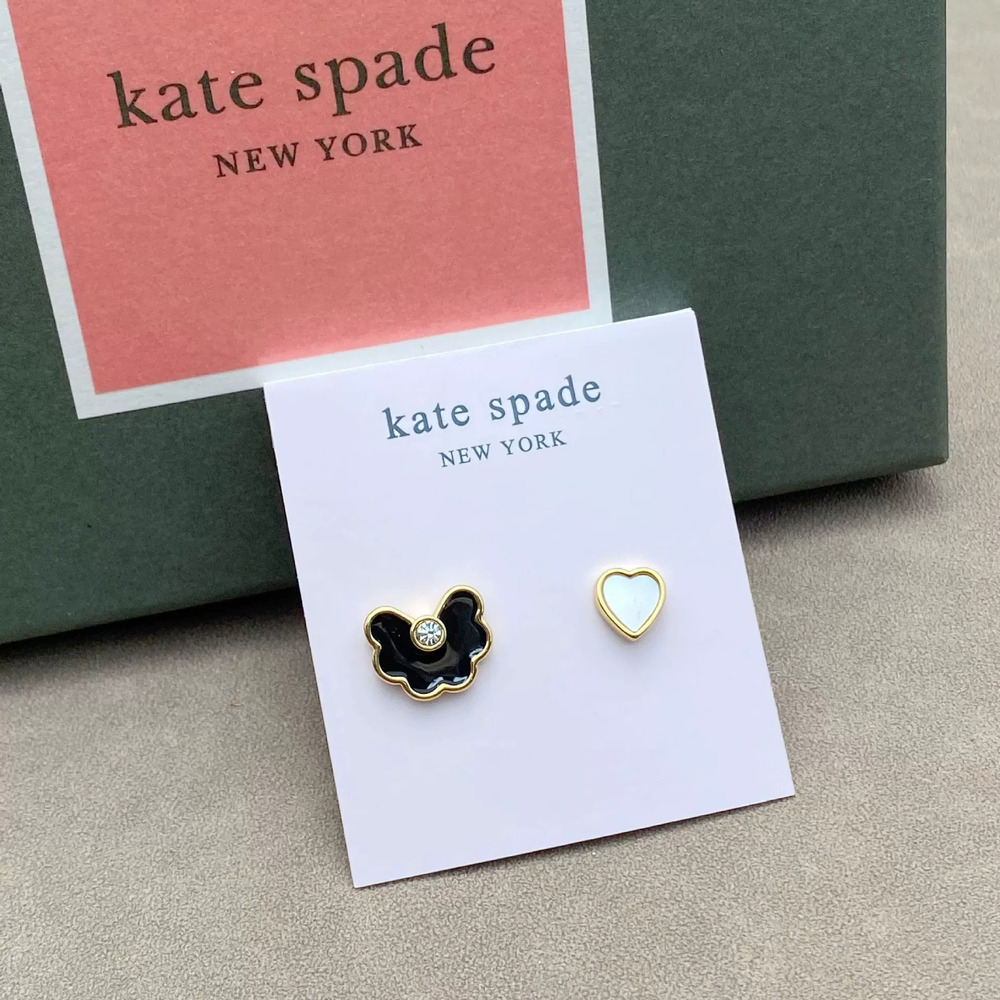 kate spade Enamel Natural Shell Inlaid Heart Flower Asymmetric Earrings